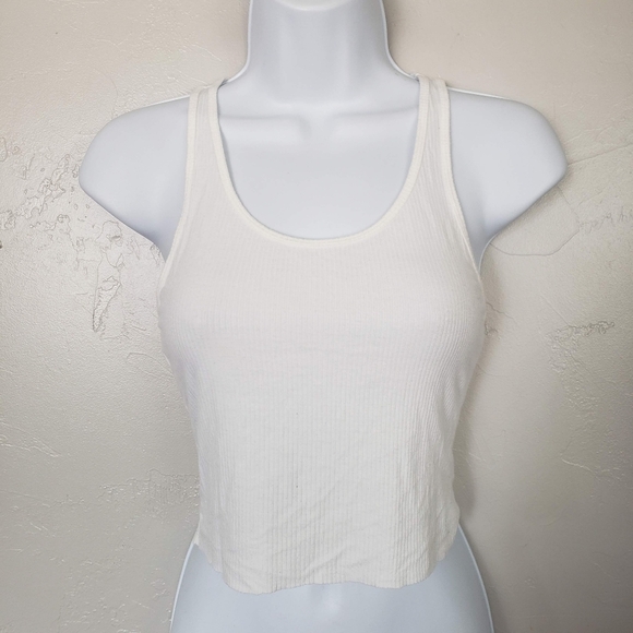 Pacsun Basics Small White Ribbed Crop Top Racerback Tank Soft Basic Layering Tee - Picture 1 of 7